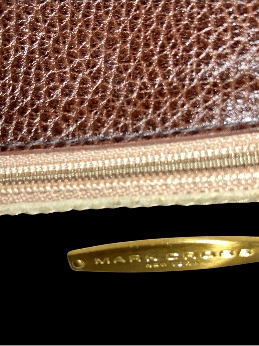 Mark Cross Chocolate Leather Pebbled Shoulder Bag & Wallet Set - Picture 7 of 14